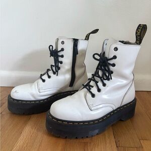 Dr. Martens Platform White Leather Women's Boots